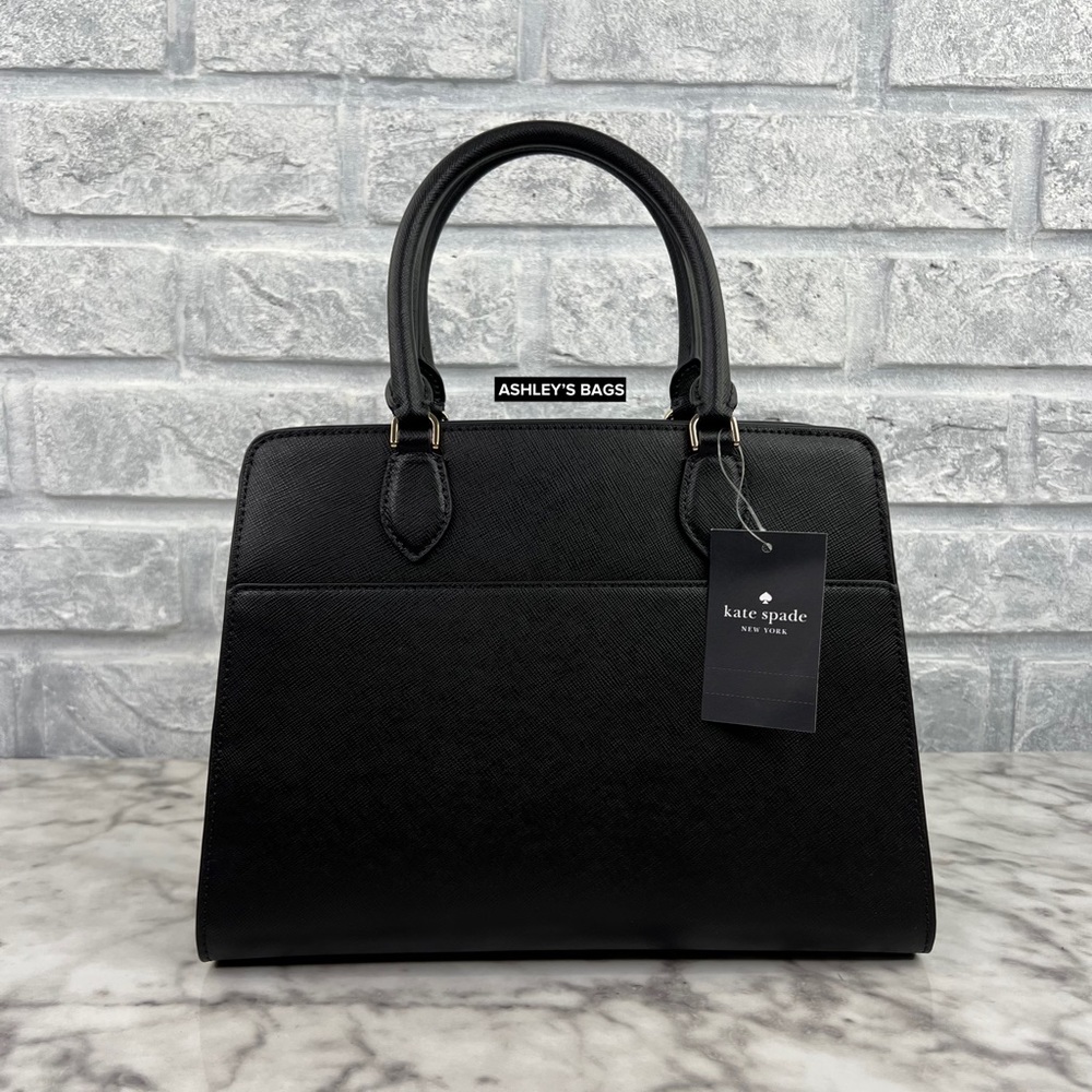 Kate Spade Madison Medium Satchel & Large Slim Bifold Wallet In Black - Picture 5 of 15